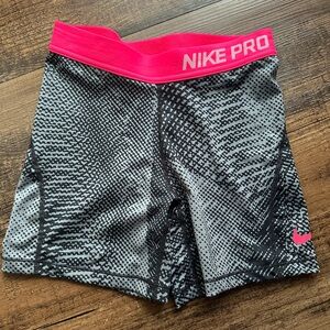 Nike Pro Gray and Pink Patterned Shorts